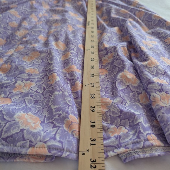 VTG Regal Row Tea Length Pull On Skirt Lavender Floral Elastic Waist Womens 20W - Picture 3 of 6